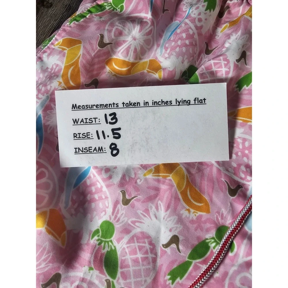 Peter Millar Seaside Swim Trunks Medium M Pink Tropical Print Mesh Lined NWOT